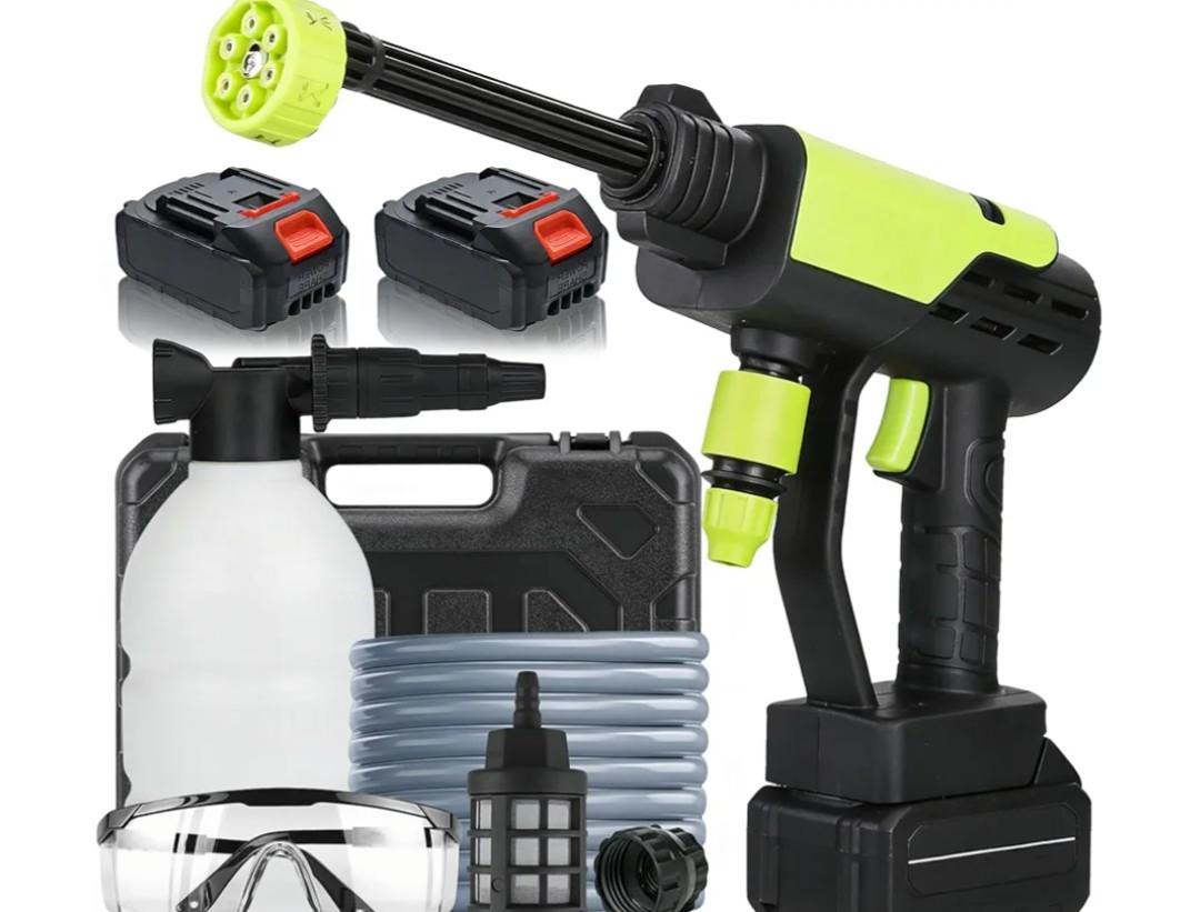 Portable Pressure Washer Cordless - 1200 PSI Battery Powered Cordless Pressure Washer for Car, Patio & Fence - Ergonomic Handle Design with 6-in-1 Nozzle & Charger (Two Batteries)