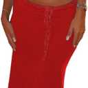 Ulovmi Women's 2 Piece Skirt Set Strap Crop Cami Top High Waist Maxi Skirt (Red, XL)