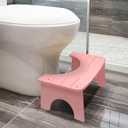 Bamboo Toilet Stool, 7" Toilet Stool Squat Adults Kids, Portable Simple Curve Squat Toilet Potty Stool, Non-Slip Poop Stool for Bathroom, Improve Squatting Posture and Comfort (Pink) (7inch (1 Pack), Pink)