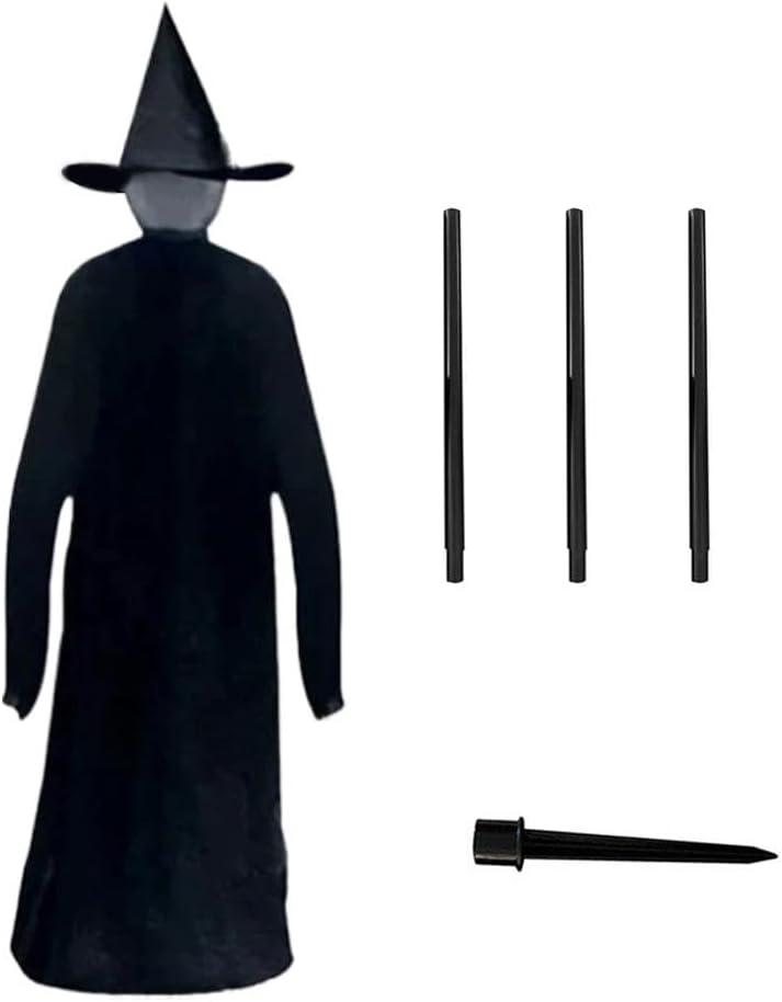 Light-Up Witches Halloween Decoration  Outdoor LED Garden Prop with Sensor Activation, Holding Hands Glowing Witches for Yard, Haunted House or Party Display (Wizard 1PCS, 57.09in)