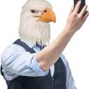 White Eagle Mask Novelty Animal Bird Hair Latex Masks, Fun Adult Party Props for Halloween Raves