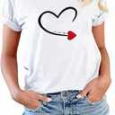 Womens Mens Lover Heart T-Shirt Couples Matching Casual Shirts Crew Neck Shirts Short Sleeve Tops (White, XS)