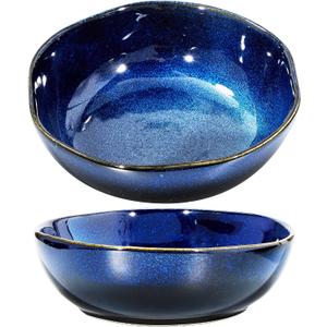 Patelai 2 Pieces Ceramic Fruit Bowl - 47 oz Decorative Pedestal Bowl for Kitchen Counter, Table Countertop & Fruit Bread Candy Snacks Organizer