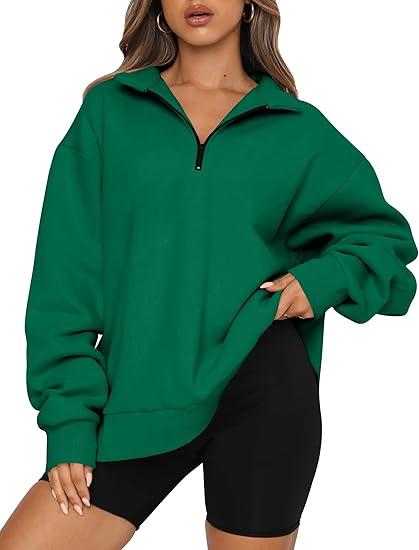 Trendy Queen Womens Oversized Sweatshirts Fall Fashion Hoodies Half Zip Pullover Long Sleeve Shirts Clothes Outfits, Size XL