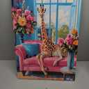 XLMDYYSW Colorful Animal Wall Art Cat Peacock Giraffe Canvas Picture Bathroom Retro Painting Flower Background Prints for Living Room Wall Decor Framed (Yellow, 16.00" x 24.00")