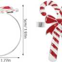 DOITOOL Christmas Napkin Ring Set of 4: Candy Cane Napkin Rings Metal Christmas Holder Holiday Ring Holders Buckle for Dinning Table Decoration