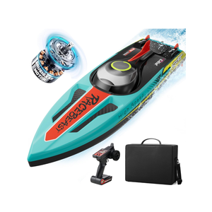 Brushless RC Boat 40+MPH, Remote Control Boats for Adults Kids, 19" Big Racing Boat for Salt Water Lake River with Self-Righting, LED Lights, Fishing Function Fast High Speed with Carry Bag