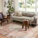 Loloi Heidi Terracotta/Aqua 2'-0" x 5'-0" Accent Rug | HEI-01 Printed Approx. 2x5 Orange Entryway Kitchen, Timeless, Classic, Textured, Old-World, Accent Rug