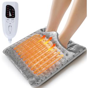 Qoosea Electric Heated Foot Warmers for Men and Women 16"x16" Double Layer with 6 Temperature & 4 Timer Settings Fast Heating for Home Office Under Desk Bed Machine Washable Feet Warmers
