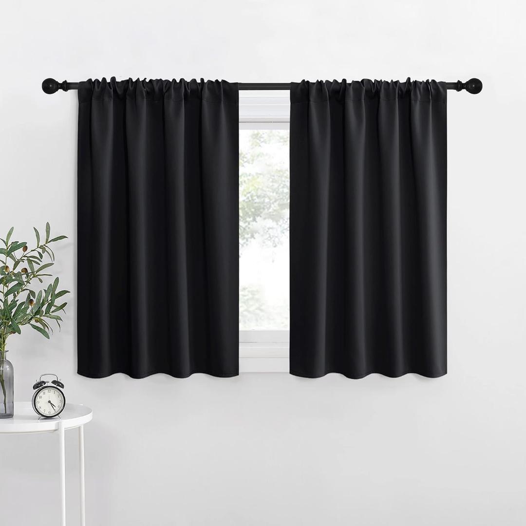NICETOWN Short Curtains, Black Out RV Bunk Panels for Kitchen - Energy Smart Decoration Thermal Insulating Blackout Drapes/Draperies for Small Window (2 Panels, 29 inches Wide by 30 inches Long)