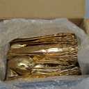 150 Pieces Gold Plastic Silverware - Heavy Duty Gold Disposable Utensils - Fancy Plastic Cutlery Set Includes 50 Forks, 50 Spoons, 50 Knives for Holidays Parties Weddings