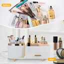 Makeup Organizer Countertop with Drawer 360 Rotating Brush Holder Storage Large Capacity Skincare Cosmetic Display Cases for Vanity Bathroom Desktop, Model 3016 White