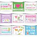 9 Pcs Mahjong Cosmetic Bag Gifts for Women Mahjong Makeup Bag Mah Jong Zippered Pouch for Lover Player Mothers Birthday Party Lucky Mah Jong Gift Coquette Accessories (Styles 3)