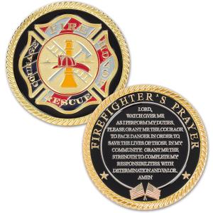 Firefighter First Responder Prayer Coin  A Symbol of Courage and Protection  Great Firefighter Gift - Certified Disabled USMC Vet Owned Business