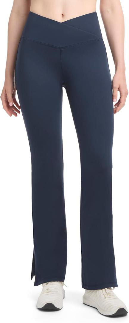 Danskin Women's Side Slit Flare Leg Yoga Pants (Blue, S)