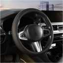 HZEL 15 Inch Synthetic Leather Steering Wheel Cover, Black/Orange