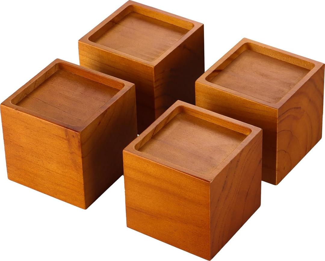 Lufia Wood Bed Furniture Risers 4 Inch, Solid Pine Wood Furniture Risers: Enhance Durability, Comfort, and Style with Effortless Installation and Added Functionality