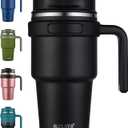 20 oz Insulated Coffee Mug Tumbler with Handle, Stainless Steel Travel Mug Tumbler with Lid and Straw,Double Wall Vacuum Leak Proof Ice Coffee Thermal Cup, Black