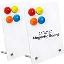 2 Pcs Magnet Board, Magnetic Board, 11"x7.8" Metal Magnetic Bulletin Board, Samll Magnet Display Board with Memo Sheets and Magnets for Home, School, Kitchen, Office(Square, White)