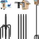 Gtongoko Smart Bird Feeder Pole 79 Inch Bluebird House Pole for Outdoors Weather Station Heavy Duty Metal Mounting Kit Adjustable Bird Feeder Stand Black