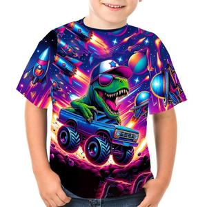 Boys Girls 3D Graphic Tees Unisex Short Sleeve T Shirt Novelty Neon Shirts for Boys 5-14 Years