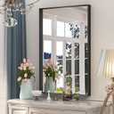 Keonjinn Black Bathroom Mirror 24 x 36 Inch Rectangular Wall Mirror Brushed Metal Frame Black Mirror Modern Farmhouse Mirror, Framed Rectangle Bathroom Mirror for Over Sink(Horizontal/Vertical)
