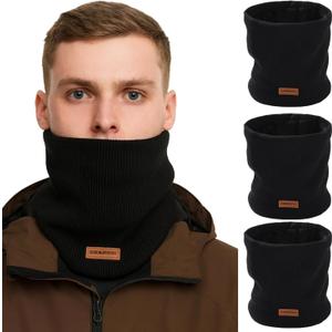 3 Pcs Winter Neck Warmers for Men & Women, Cozy Fleece Lined Neck Gaiter, Sturdy Knit Constructed Scarf for Skiing, Running, and Cycling, 8.7 x 9.8 in