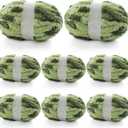 8 Pcs Chunky Yarn for Hand Knitting - Chunky Chenille Yarn for Crocheting - Fluffy Yarn for Crochet - Jumbo Yarn for Hand Knitting 227 yds 61.6 oz of Super Bulky Yarn (Dark Green-Sage Green)