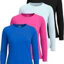 Real Essentials 3 Pack: Women's UPF 50+ Quick Dry Fit Sun Shirts Long Sleeve UV SPF Hiking Top Outdoor, XL