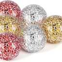6 Pcs Decorative Balls for Bowls, 2.4 Inch Mosaic Sphere Balls Decorative, Mosaic Glass Orbs Centerpiece Balls Decoration for Vases Dining Table Home Living Room
