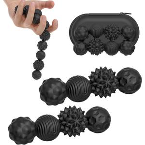 Magnetic Balls Fidget Toy, 8pcs Attraction Balls with Textures Silicone Shell for Teens, Stress Relief Sensory Toys for Autism ADHD Anxiety, Office Desk Silent Fidget Toys for Adults (Black)