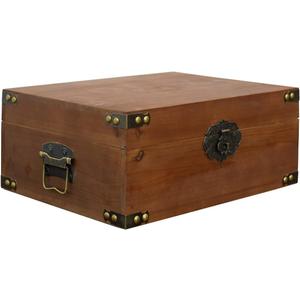 Vintage Decorative Storage Box with Durable Wooden Lid, Treasure Box (13.58 * 10.23 * 5.51inch)