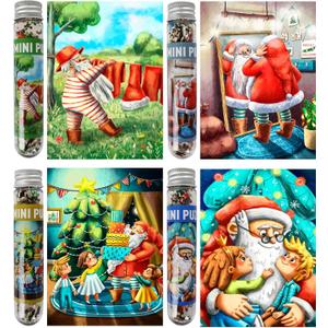 MISITU Small Jigsaw Puzzles for Adults Challenging Puzzle Small Puzzles Mini Jigsaw Puzzles 150 Pieces Micro Tiny Puzzle Christmas Jigsaw Puzzle Santa Claus Travel Puzzles 6 x 4 inch 4 Packs