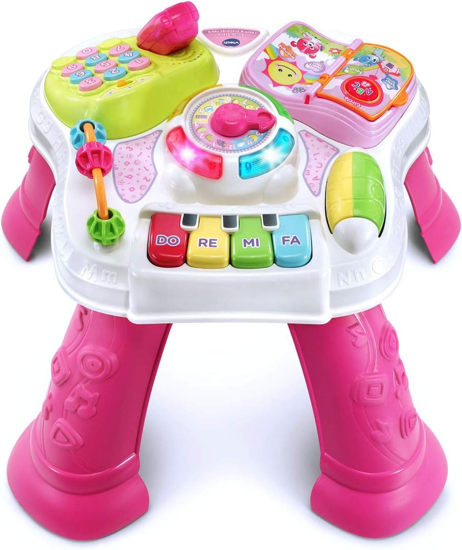VTech Sit-to-Stand Learn and Discover Table, Pink, 15.37 x 15.37 x 0.1 inches