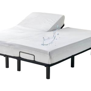 Split Top California King Mattress Protector for Adjustable Bed with Upper Flex Head Waterproof Ultra Soft Jersey Fitted Mattress Cover 32-34 Split from Head Cal King