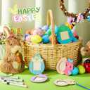 2 x Thyle 12 Pcs Easter Chicken Egg Picture Frame Craft Kits DIY Wooden Spring Chicken Egg Photo Craft Decorative Ornaments for Easter Class Game Activities Gifts