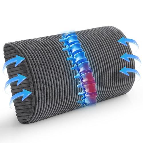 HIGOGOGO Lumbar Support Pillow for Recliner Chair/Accent Chair/Couch, Memory Foam Back Support Cushion for Elderly, Recliner Cushions for Back Rest, Pain Relief, Reading, Washable Cover, Dark Grey