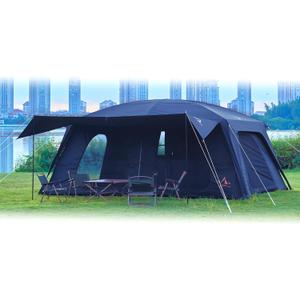 Extra Large Tent 12-14 Person,Family Cabin Tents,2 Rooms,Straight Wall,2 Doors 4 Windows with Mesh,Waterproof,Straight Wall,Big Tent for Outdoor,Picnic,Camping,Gathering(Brown)