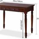 Solid Wood Writing Desk with Drawers, 39" Vintage Wooden Office Desk