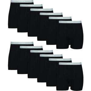Hanes mens Underwear Boxer Briefs Pack, Cool & Breathable Cotton Moisture-wicking Underwear for Men, No Ride Up (Black - 12 Pack)