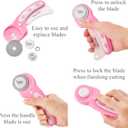 Headley Tools Rotary Cutter Set - 45mm Fabric Cutter, 5 Replacement Rotary Blades, A3 Cutting Mat, Quilting Ruler and Sewing Clips, Craft Knife Set, Ideal for Crafting, Sewing, Patchworking, Pink