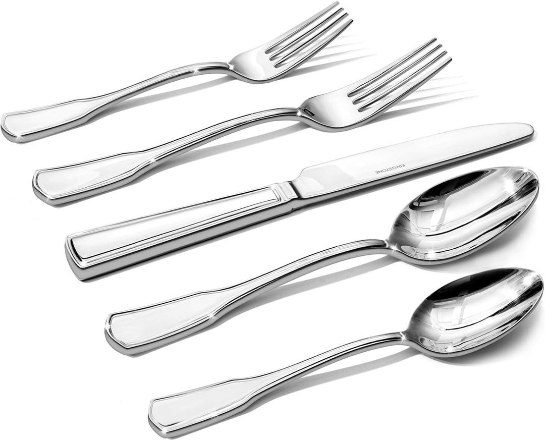 KINGSTONE 30-Piece Silverware Set, 18/10 Stainless Steel Flatware Set for 6, Tableware Cutlery Set, Utensil Sets for Home Restaurant, Mirror Finish, Dishwasher Safe