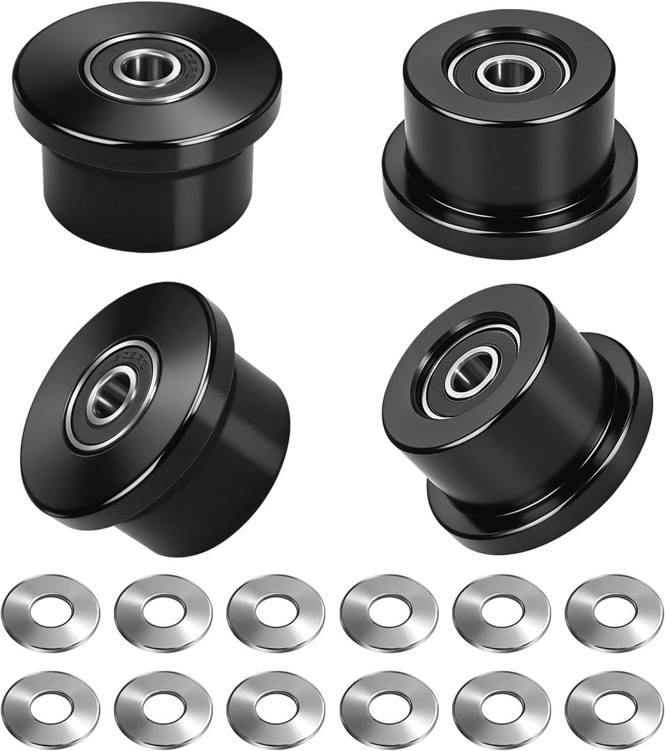Qty.4 Machined Wheels/Rollers Compatible Total Gym Replacement, Fits Models 1000,1100,1400,1500,1600,1700,1800,1900,Achiever,Force,Gold,Max,Platinum,Platinum Plus,Pro,Supra,Supreme,Ultima,Ultra,XLI