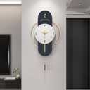 Cuspin Modern Wall Clock with Pendulum, Decorative Clocks for Living Room, 16.5*33