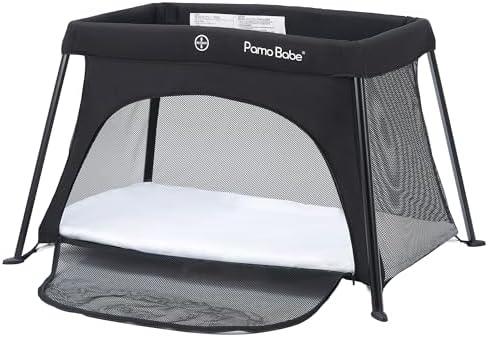Pamo Babe Travel Crib Lightweight Baby Playard with Mattress Compact Play Yard with Detachable Legs