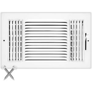 HVAC Premium 14''w X 8''h 3-Way AIR Supply Grille - Vent Cover & Diffuser - Flat Stamped Face - White [Outer Dimensions: 15.75''w X 9.75''h]