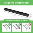 30 Inch Silicone Stove Top Shelf Magnetic for Kitchen, Strong Magnetic Heat Resistant Spice Rack Organizer for Over Stove Oven - (Black)