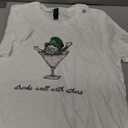 Leprechaun Martini Cocktail St Patrick's Day Womens T-Shirt (White, XL)