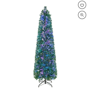 6 FT Pre-Lit Artificial Xmas Tree with Colorful Fiber Optics & 517 PVC Branch Tips