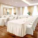 6 Packs Ivory Spandex Table Clothes for 6 Foot Rectangle Table, Spandex Table Covers 6FT Stretch Table Skirts Rectangle Tables Wrinkle Free Fitted Table Cover for Event, Wedding, Banquet & Parties